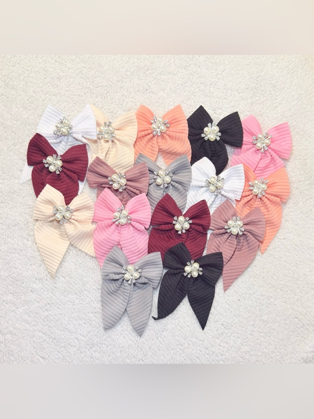 16 Pairs of Hair Ties with Imitation Pearls | Pack of 32 Fabric Tweezers New - Picture 7 of 10